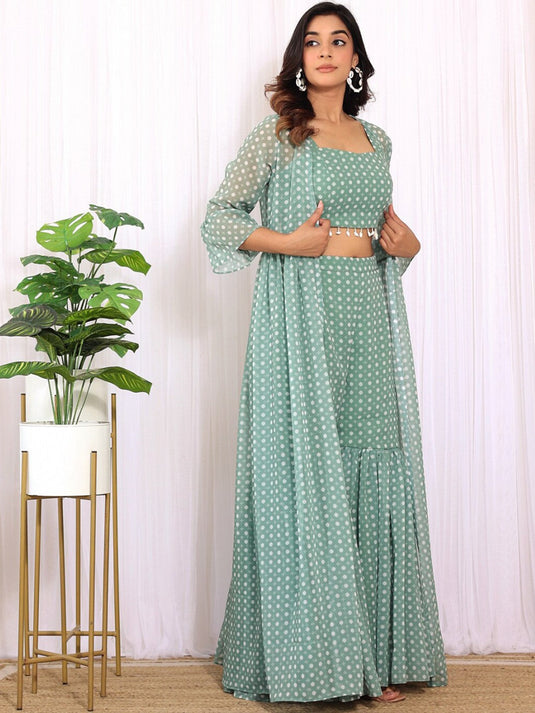 Printed Top & Sharara Shrug