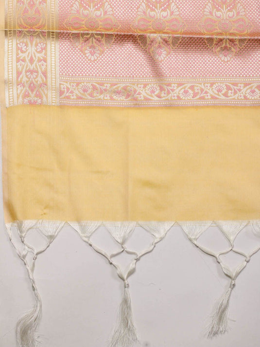 Ethnic Motifs Woven Design Chanderi Zari Unstitched Dress Material