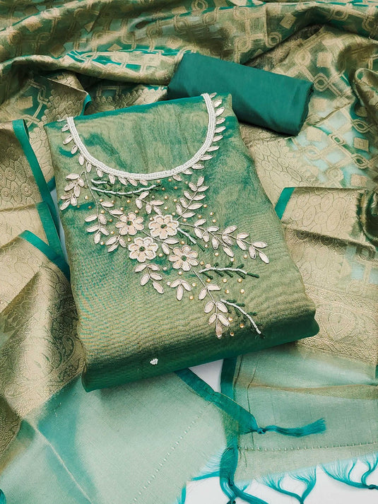 Floral Embroidered Unstitched Dress Material