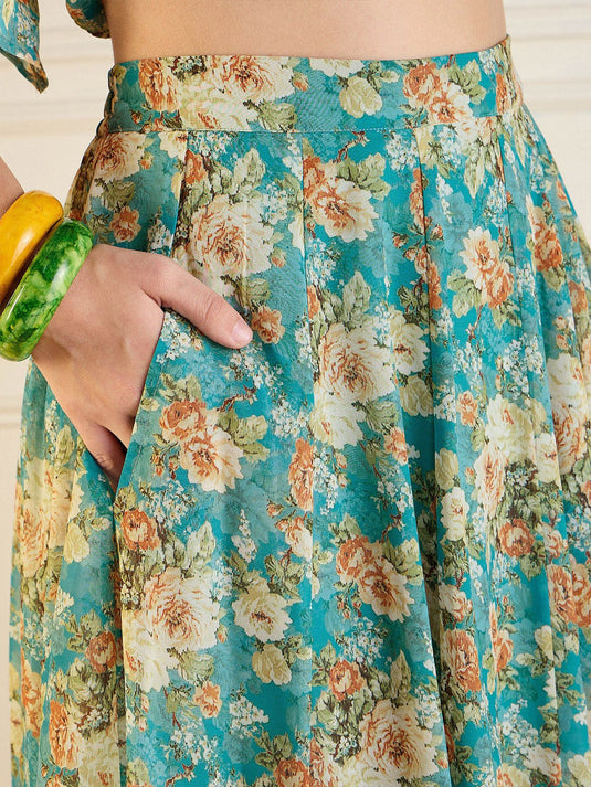 Printed Top With Skirt Co-Ords