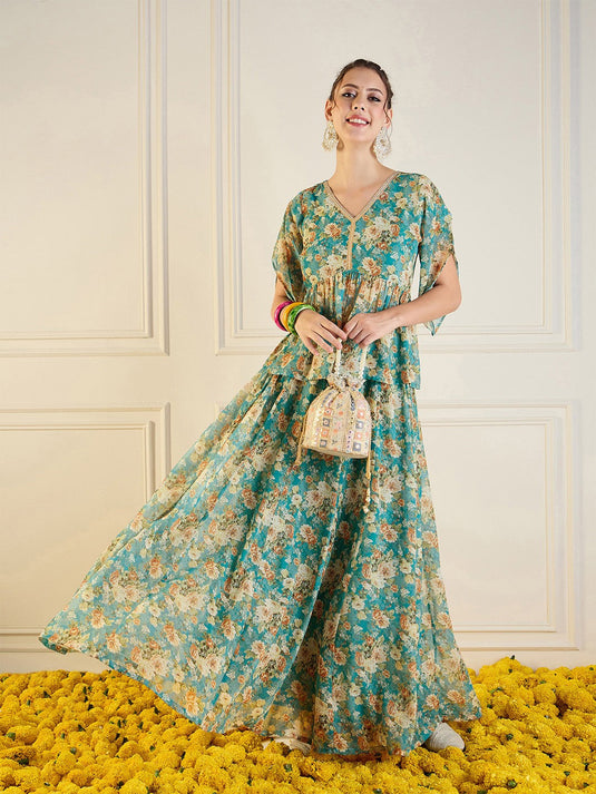 Printed Top With Skirt Co-Ords