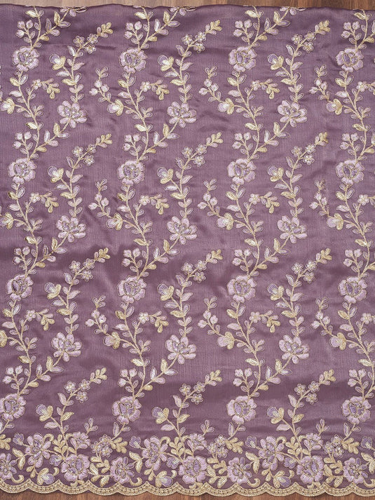 Floral Embroidered Zari Unstitched Dress Material