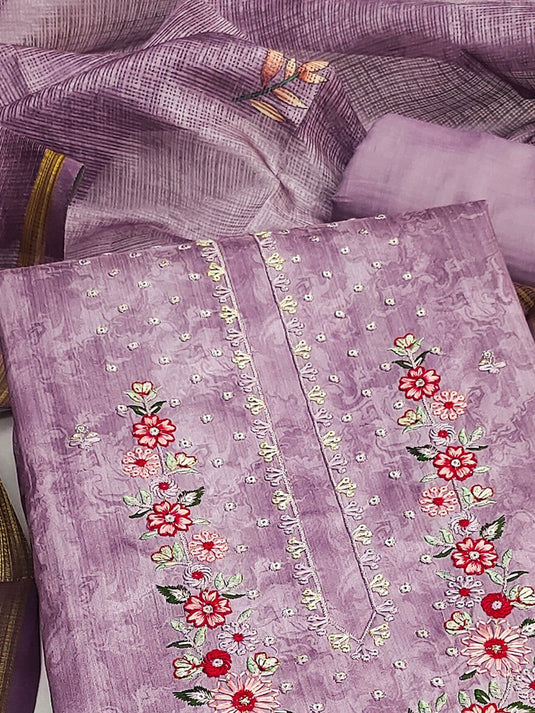 Embroidered Unstitched Dress Material