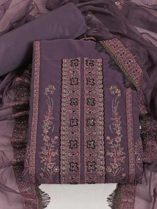 Women Sequenced Embroidered Unstitched Dress Material