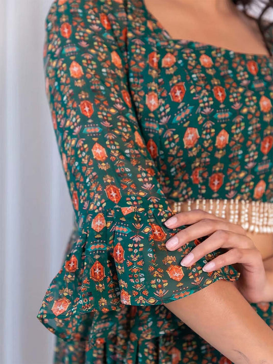 3-Piece Ethnic Motifs Printed Georgette Co-Ord Set