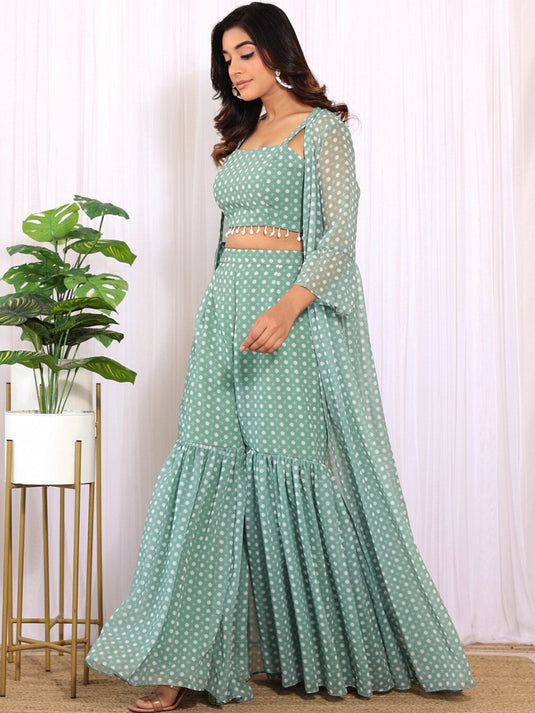 Printed Top & Sharara Shrug