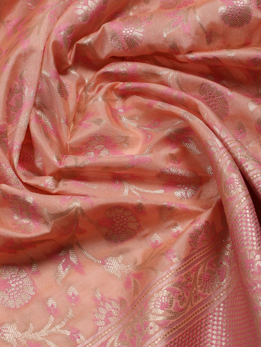 Ethnic Motifs Woven Design Zari Chanderi Unstitched Dress Material
