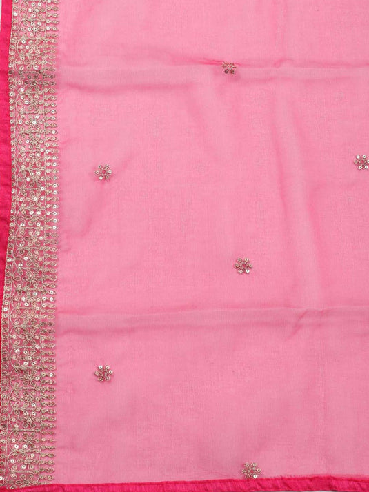 Leheriya Printed Zari Organza Unstitched Dress Material