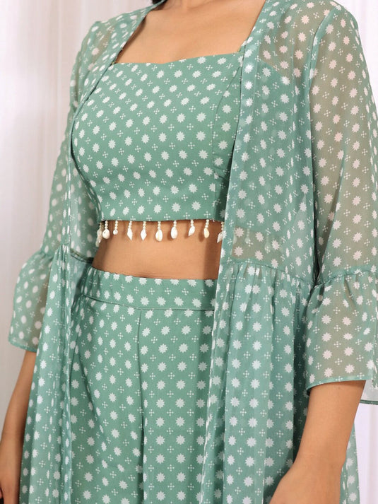 Printed Top & Sharara Shrug