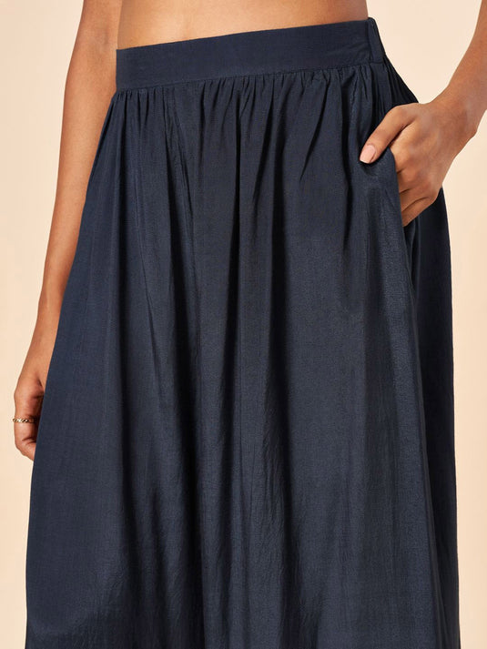 Embroidered Crop Top With Palazzos & Printed Shrug