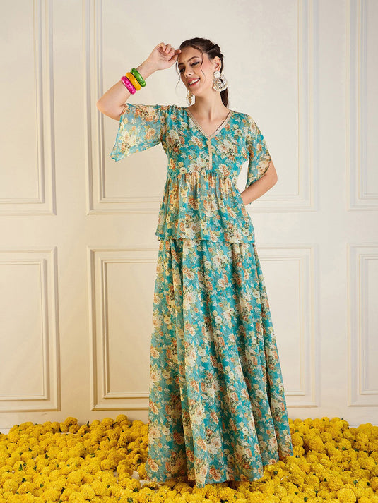 Printed Top With Skirt Co-Ords