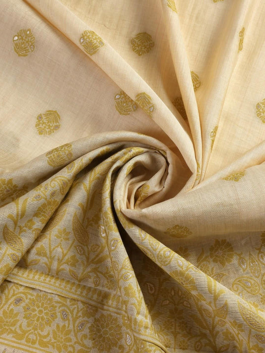 Floral Woven Design Zari Unstitched Dress Material