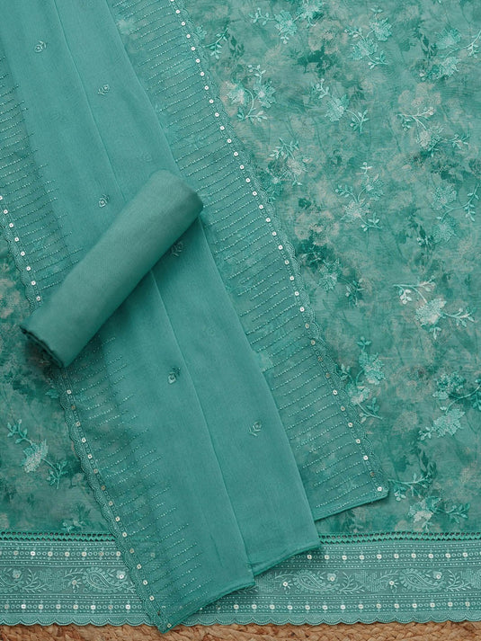 Printed Organza Unstitched Dress Material
