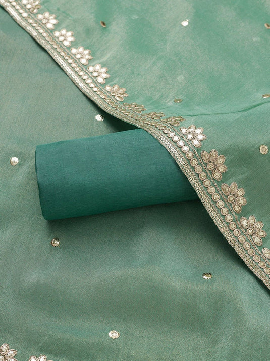 Floral Woven Design Beads & Stones Unstitched Dress Material