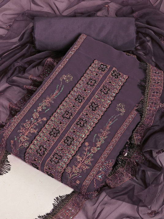 Women Sequenced Embroidered Unstitched Dress Material