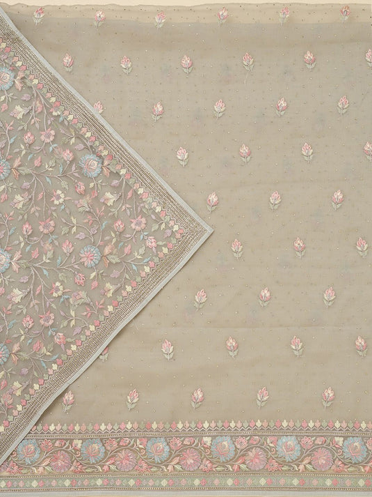 Ethnic Motifs Embroidered Beads and Stones Unstitched Dress Material