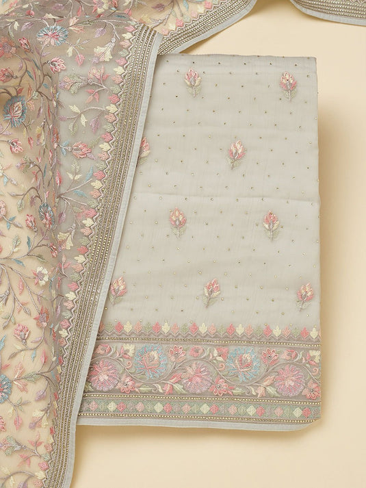 Ethnic Motifs Embroidered Beads and Stones Unstitched Dress Material