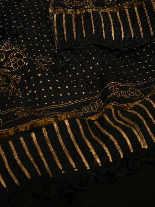 Floral Embroidered Zari Work Pure Cotton Unstitched Dress Material