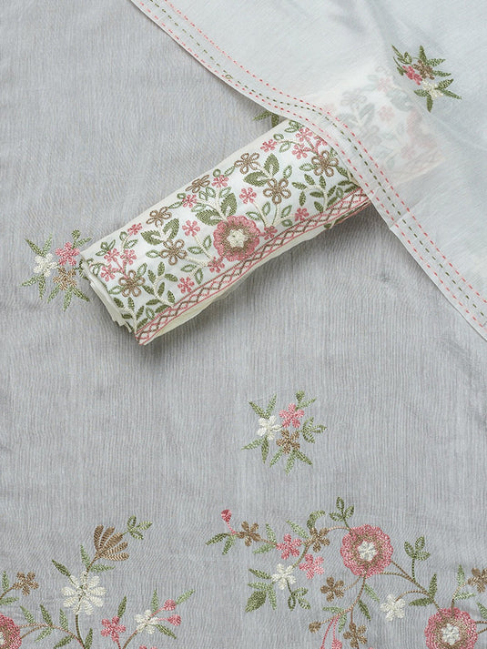 Floral Embroidered Pure Cotton Unstitched Dress Material