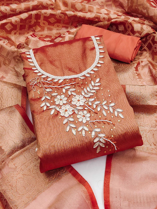 Floral Embroidered Unstitched Dress Material