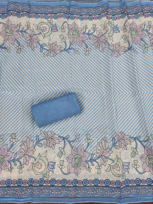 Floral Printed Beads and Stones Organza Unstitched Dress Material