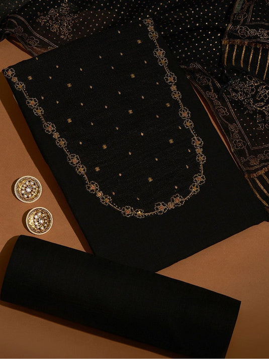 Floral Embroidered Zari Work Pure Cotton Unstitched Dress Material