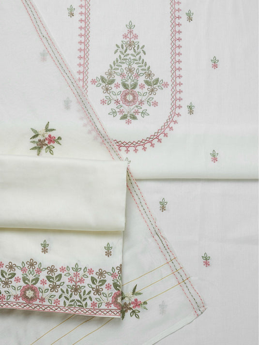 Floral Embroidered Pure Cotton Unstitched Dress Material