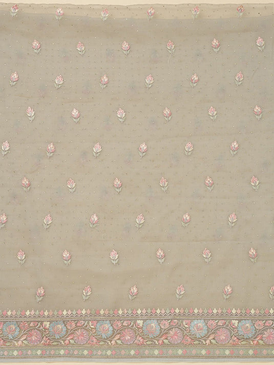 Ethnic Motifs Embroidered Beads and Stones Unstitched Dress Material