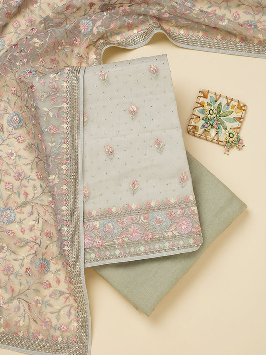 Ethnic Motifs Embroidered Beads and Stones Unstitched Dress Material