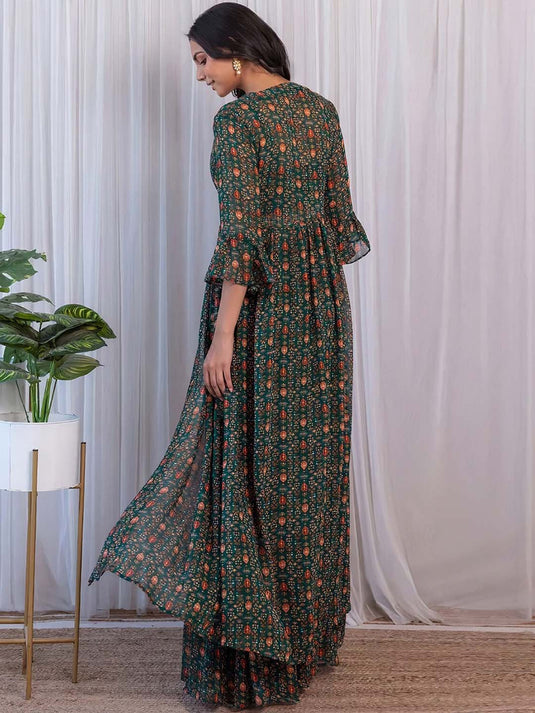 3-Piece Ethnic Motifs Printed Georgette Co-Ord Set