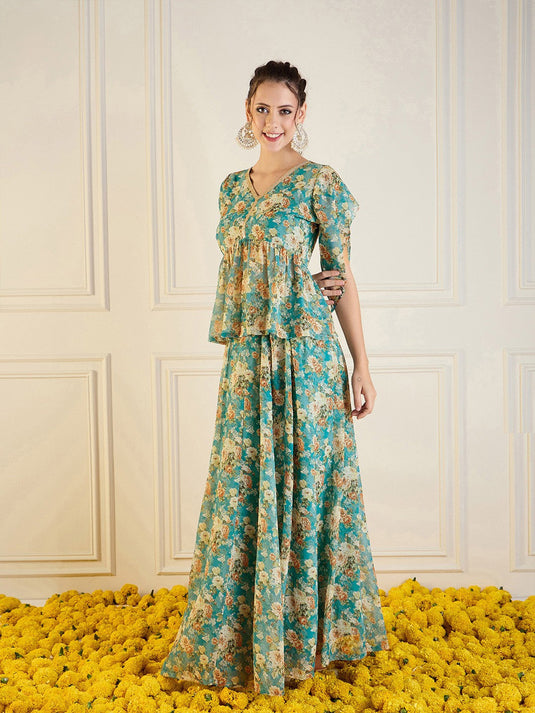 Printed Top With Skirt Co-Ords