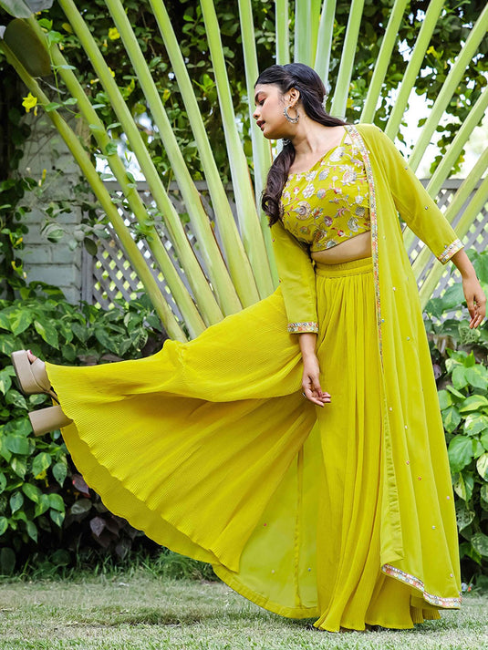 Embroidered Sleeveless Top & Palazzos With Shrug