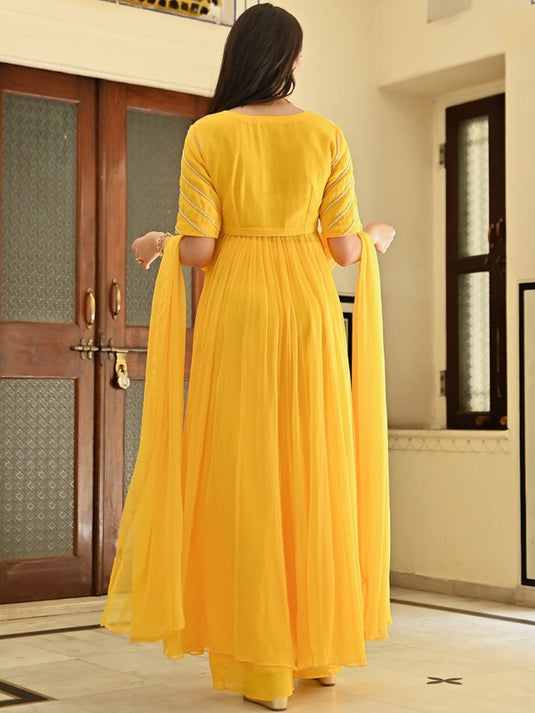 Embellished Top With Palazzo & Dupatta