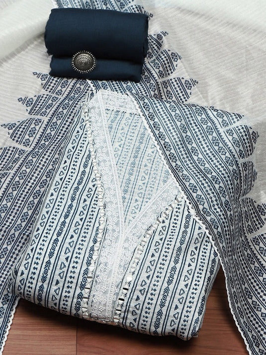 Printed Linen Unstitched Dress Material
