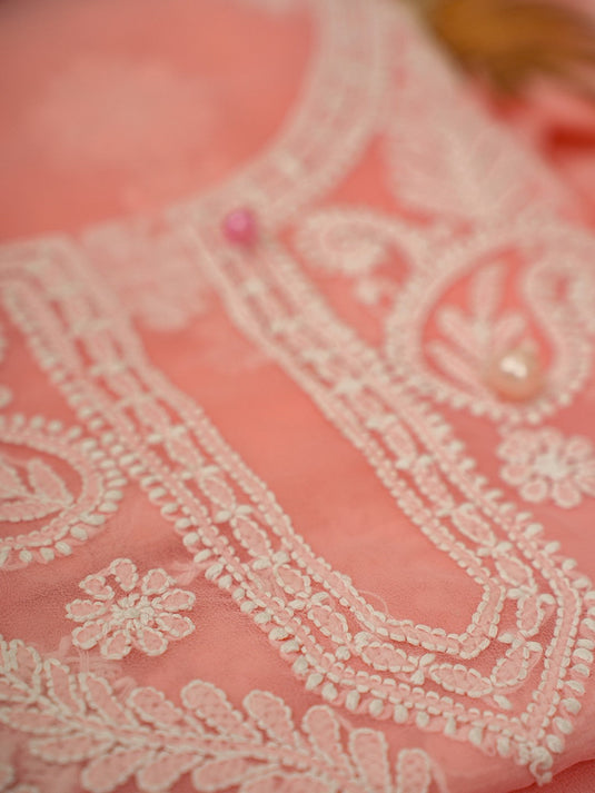 Ethnic Motifs Embroidered Chikankari Unstitched Dress Material