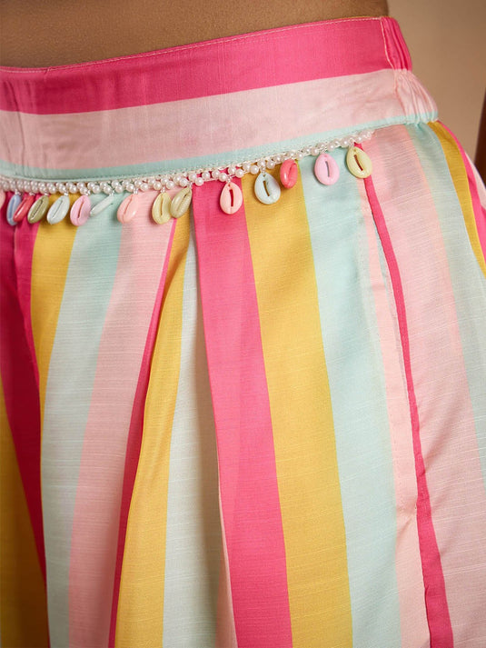 Striped Top With Trouser & Jacket