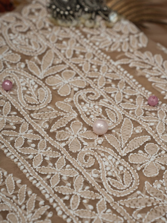 Ethnic Motif Embroidered Unstitched Chikankari Dress Material