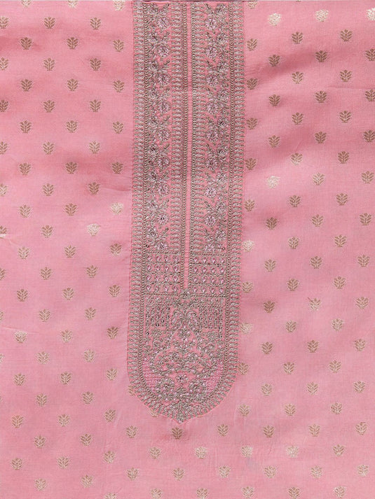 Ethnic Motifs Zari Embroidered Unstitched Dress Material