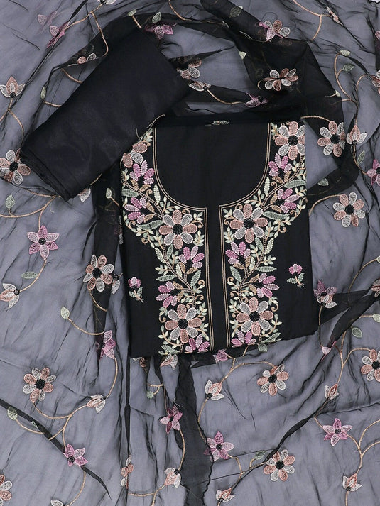 Floral Embroidered Unstitched Dress Material