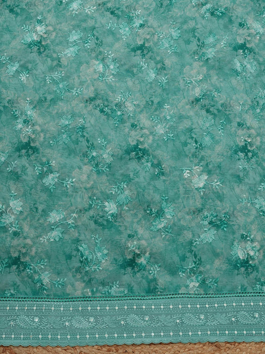 Printed Organza Unstitched Dress Material