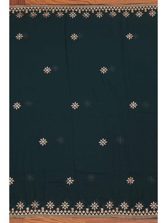 Heavy Embroidered Poly Georgette Dress Material with Dupatta