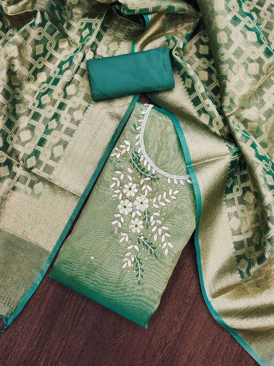 Floral Embroidered Unstitched Dress Material