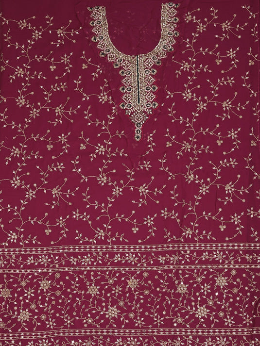 Heavy Embroidered Poly Georgette Dress Material with Dupatta