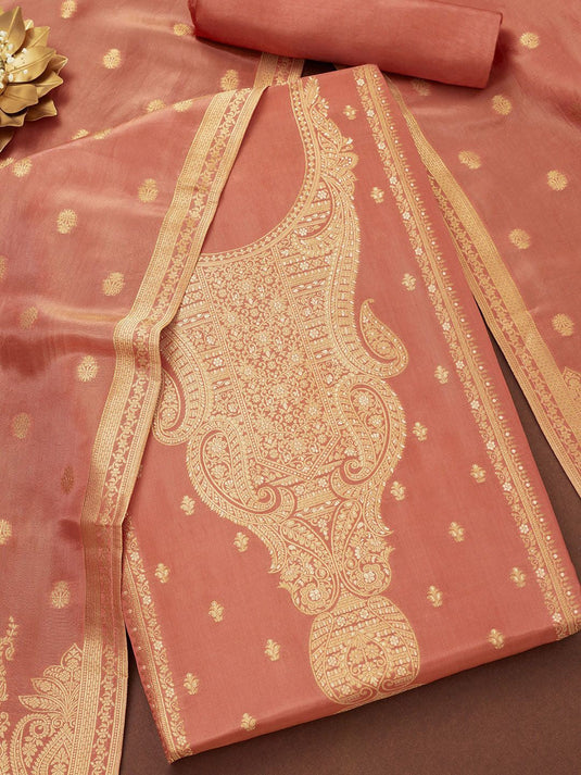 Ethnic Motifs Woven Design Unstitched Dress Material