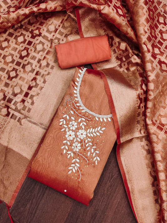 Floral Embroidered Unstitched Dress Material