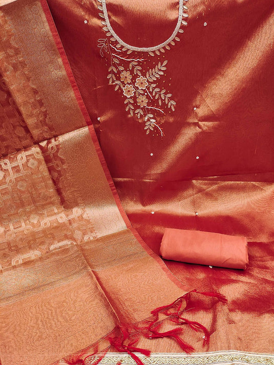 Floral Embroidered Unstitched Dress Material