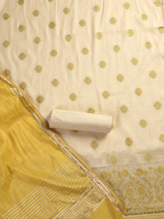 Floral Woven Design Zari Unstitched Dress Material