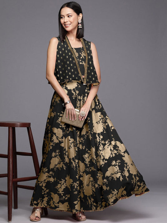 Women Floral Printed Top With Lehenga & Shrug
