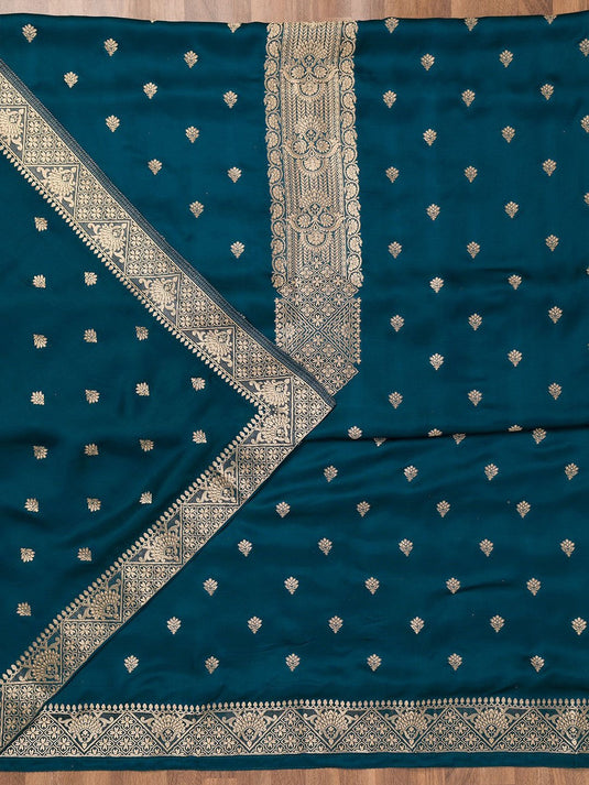 Ethnic Motifs Embroidered Zari Unstitched Dress Material